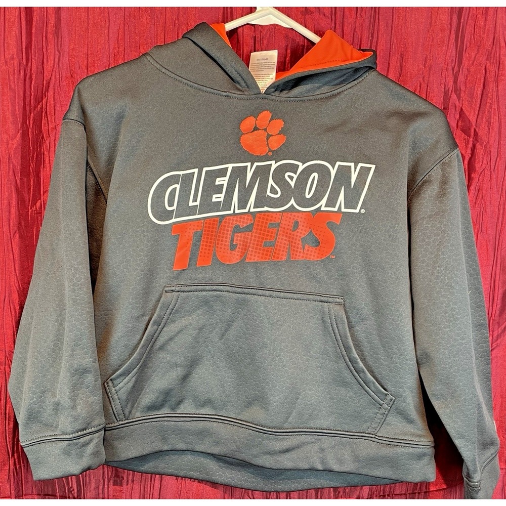 Youth NWOT Russell Clemson Tigers Gray / Orange Hooded Sweatshirt sz 8